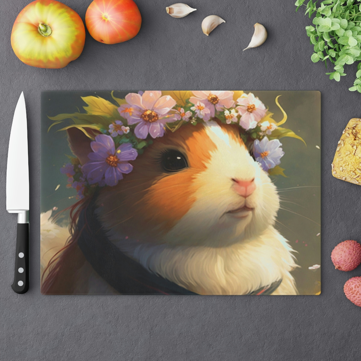 Whimsical Princess Hamster Cutting Board - Large