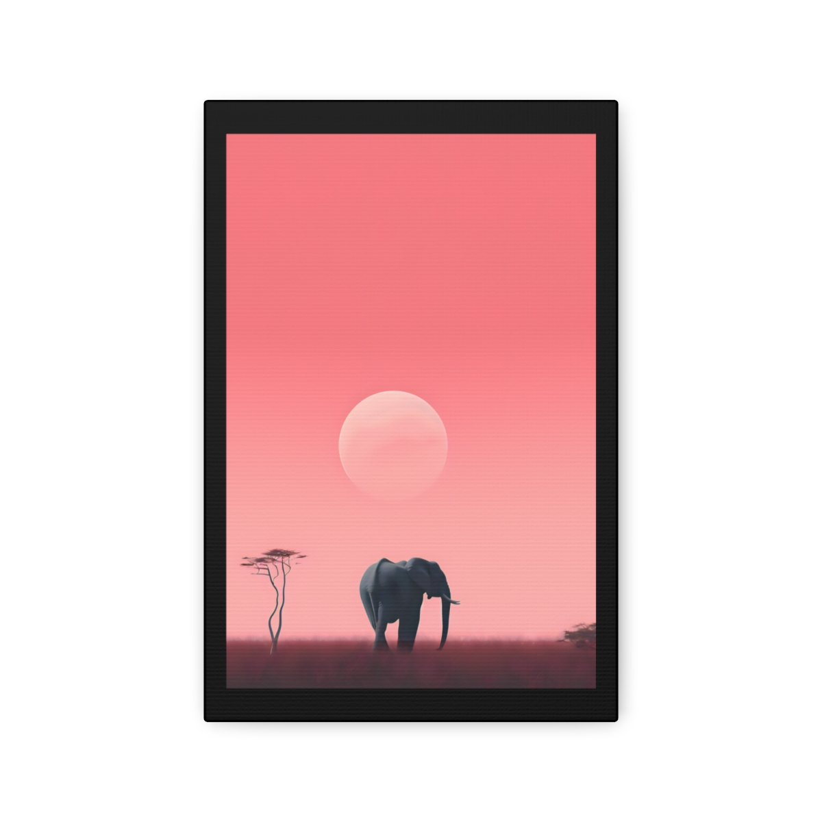 Minimalism Pink Sky Elephant Canvas Wrap - Mowbi