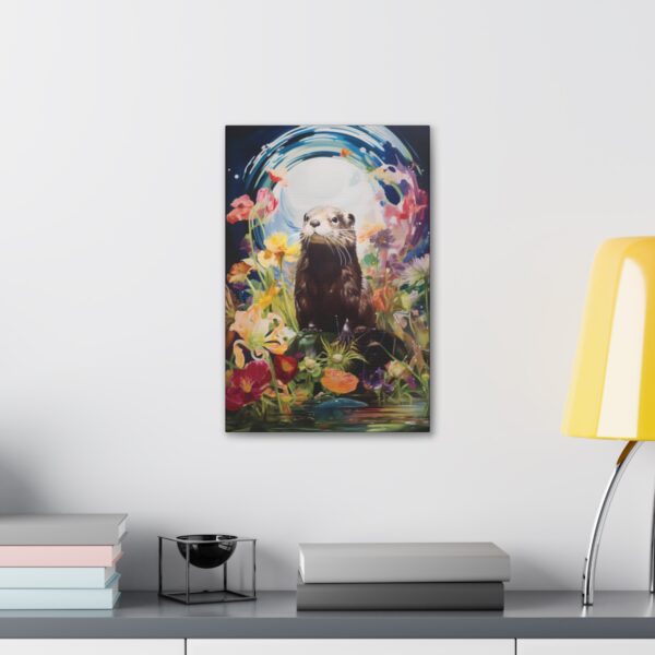 Impressionism Midnight Otter Painting – Fine Art Print Canvas Gallery Wraps