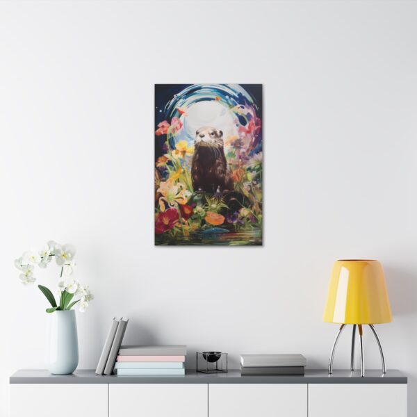 Impressionism Midnight Otter Painting – Fine Art Print Canvas Gallery Wraps