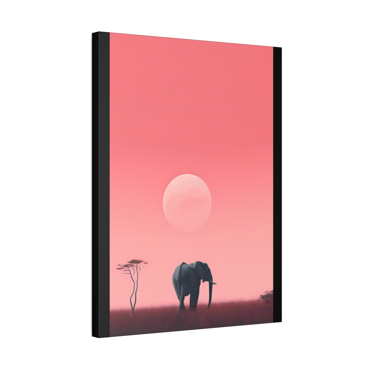 Minimalism Pink Sky Elephant Canvas Wrap - Mowbi