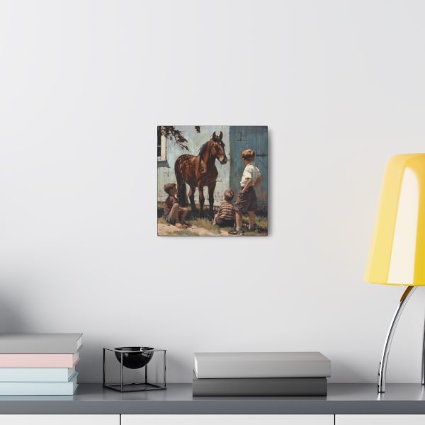 Admiring Mom’s New Horse Canvas Art Print