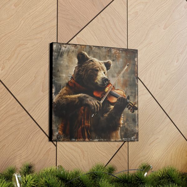 Grizzly Bear Playing the Violin Canvas Art Print