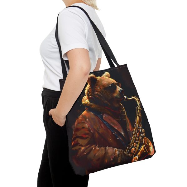 Grizzly Bear Playing the Sax Tote Bag