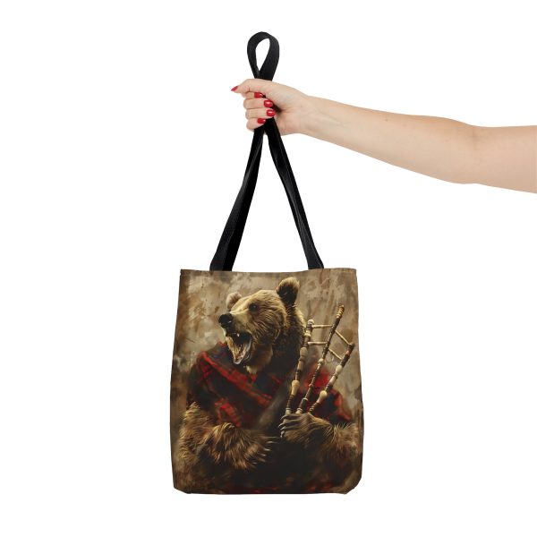 Grizzly Bear Playing the Bagpipes Tote Bag