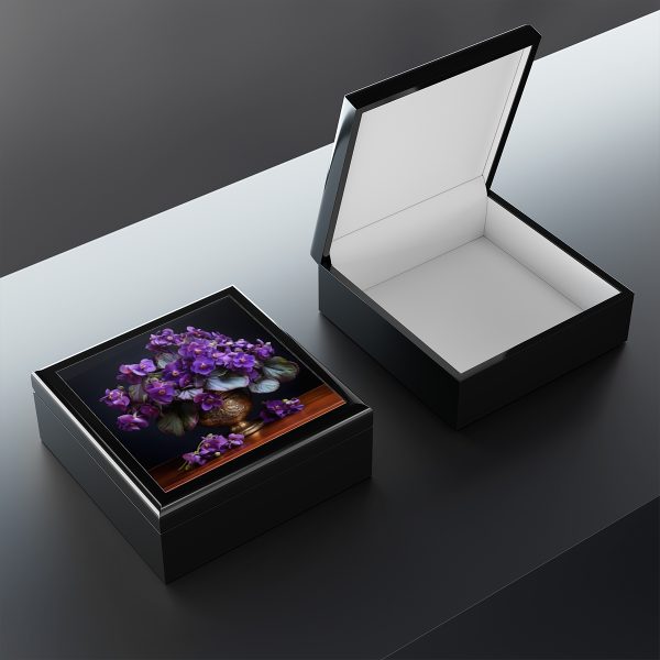 African Violet Still LIfe Jewelry Gift Box