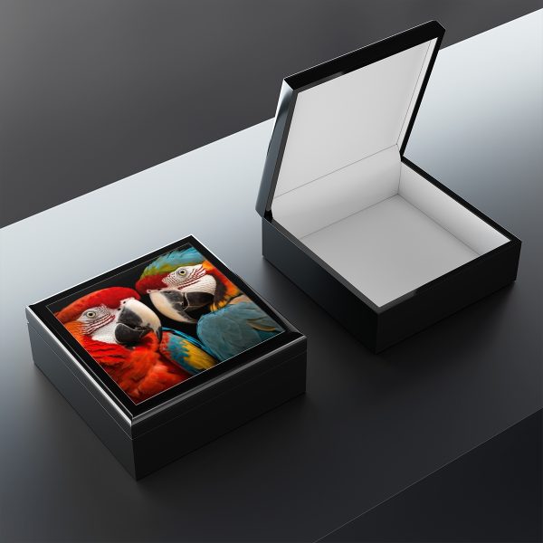 Red an Blue Macaw Parrot Gift and Jewelry Box for Memories and Mementos