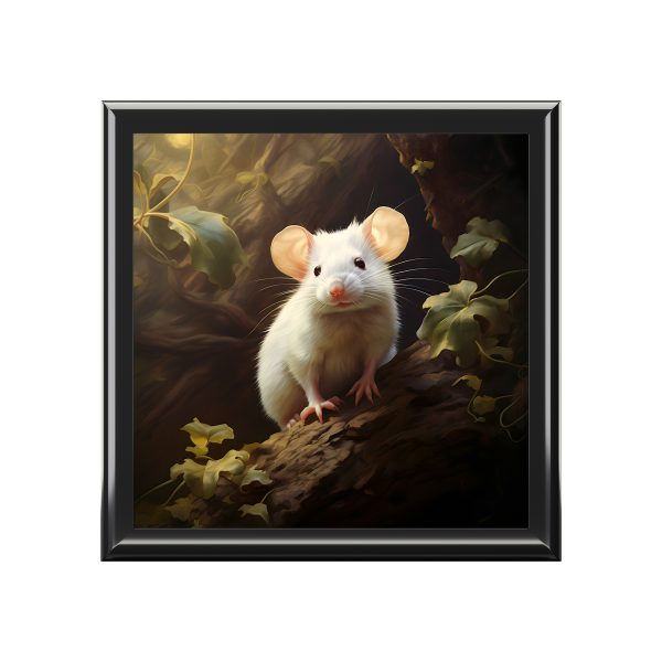 Cute Pet White Mouse in the Wild Art Print Gift and Jewelry Box