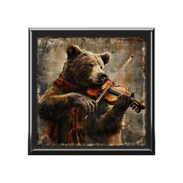 Grizzly Bear Playing the Violin Stash Box