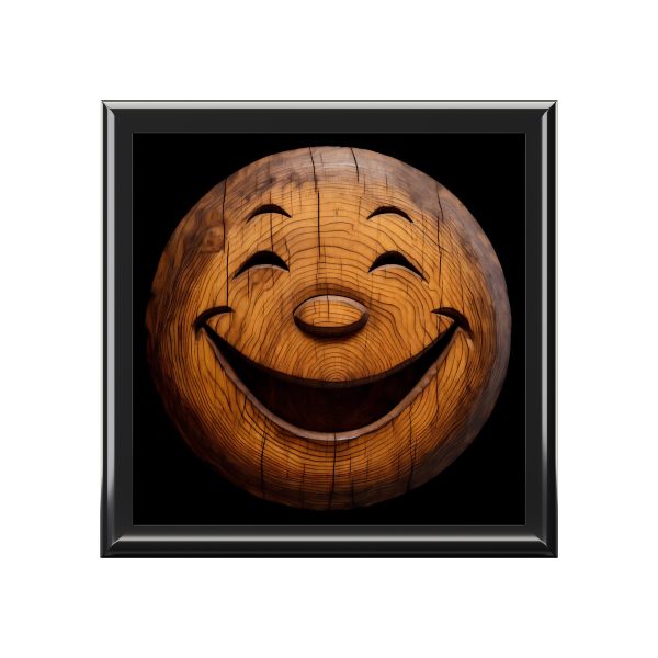 Carved Wood Smiley Stash Box