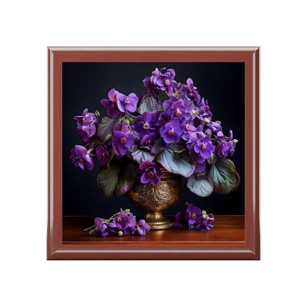 African Violet Still LIfe Jewelry Gift Box