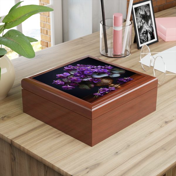 African Violet Still LIfe Jewelry Gift Box