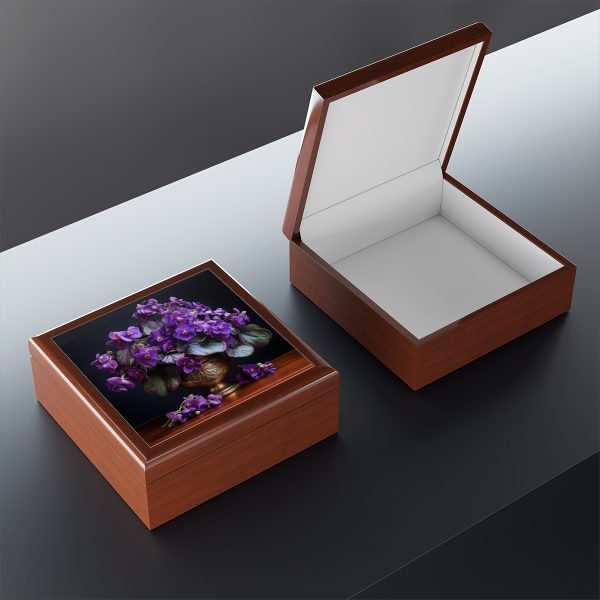 African Violet Still LIfe Jewelry Gift Box