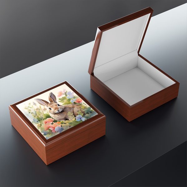 Bunny Rabbit in Garden Art Print Gift and Jewelry Box