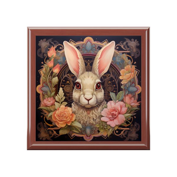 Art Nouveau Floral Bunny Rabbit Art Print Gift and Jewelry Box