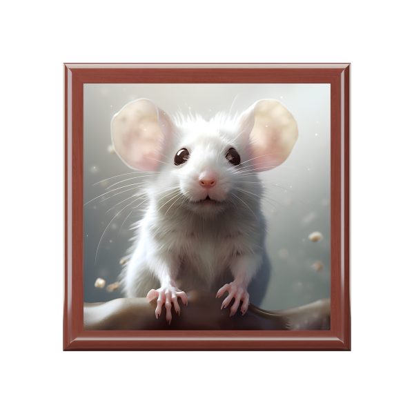 Whimsical Pet White Mouse Art Print Gift and Jewelry Box