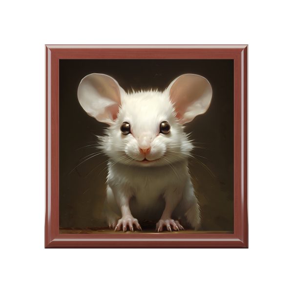 Portrait of a Pet White Mouse Art Print Gift and Jewelry Box