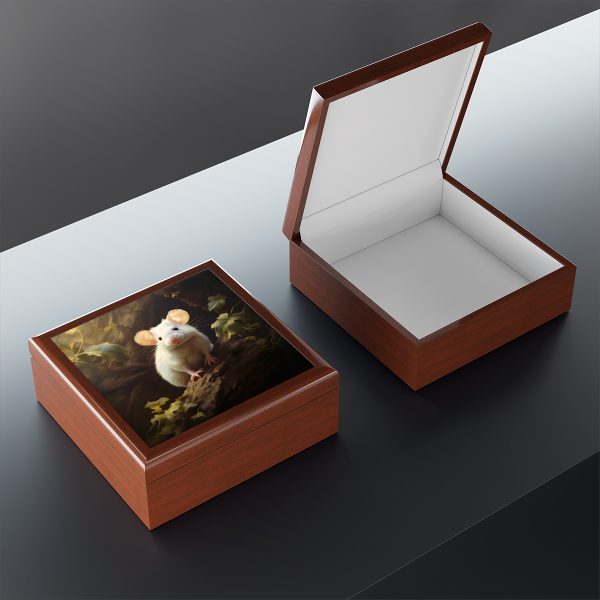 Cute Pet White Mouse in the Wild Art Print Gift and Jewelry Box