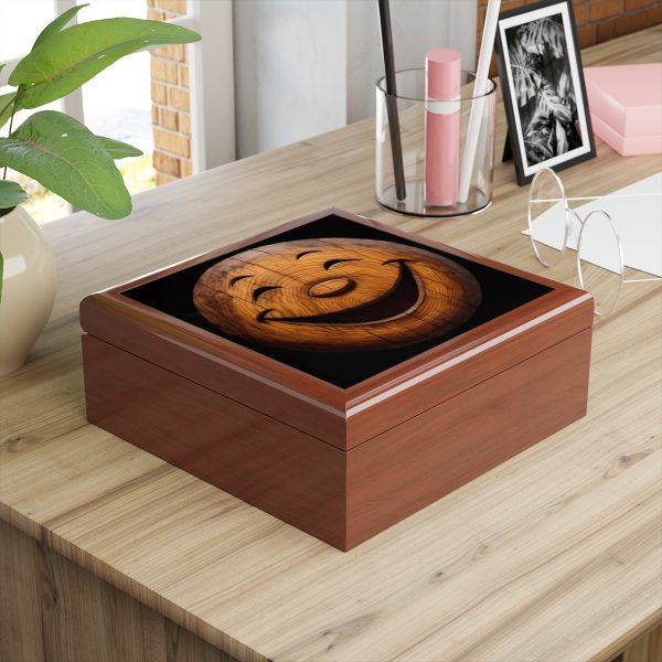 Carved Wood Smiley Stash Box