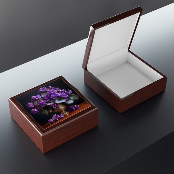 African Violet Still LIfe Jewelry Gift Box