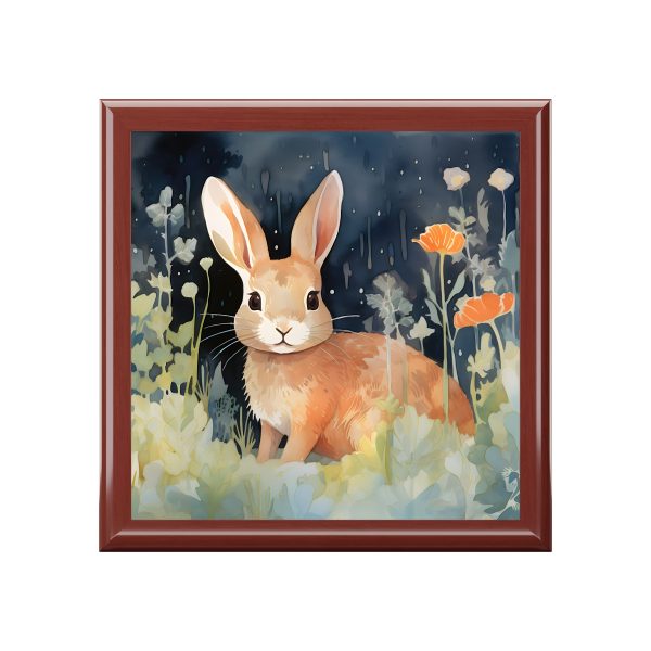 Night Time Bunny Rabbit Art Print Gift and Jewelry Box