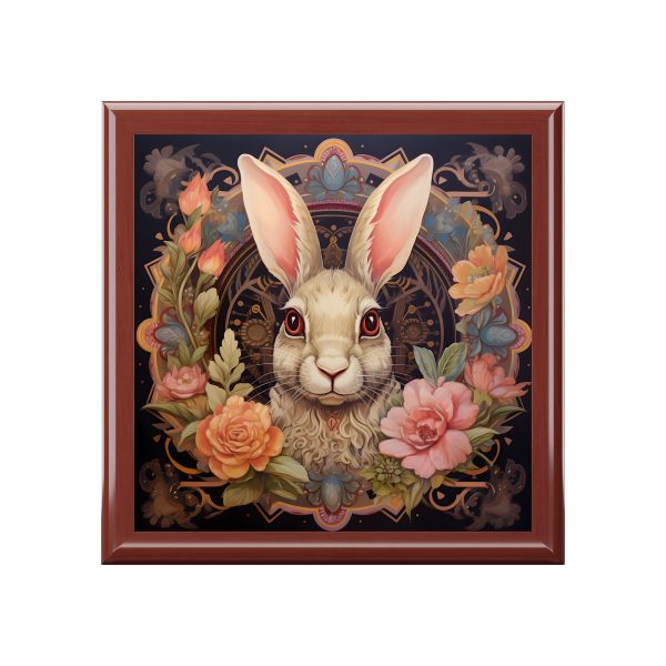 Art Nouveau Floral Bunny Rabbit Art Print Gift and Jewelry Box
