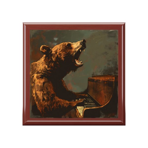 Grizzly Bear Playing the Piano Stash Box