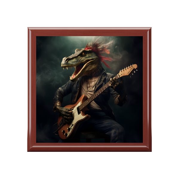 Velociraptor Playing Guitar Art Print Gift and Jewelry Box