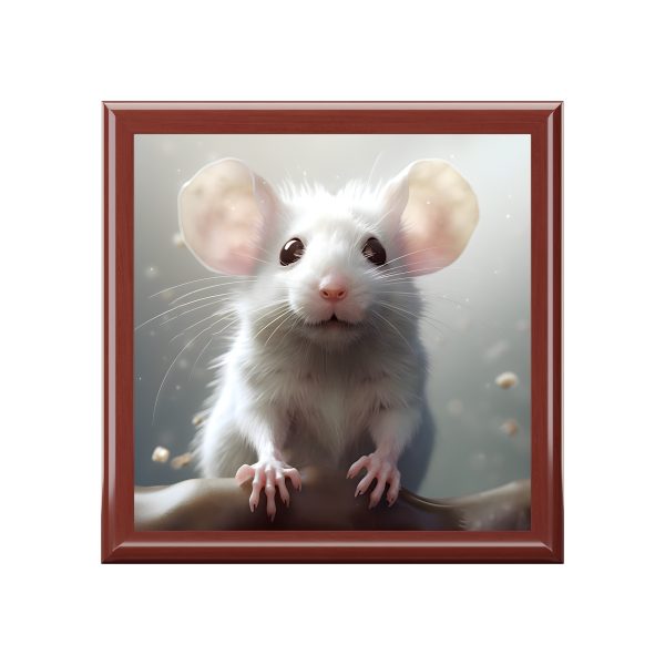 Whimsical Pet White Mouse Art Print Gift and Jewelry Box