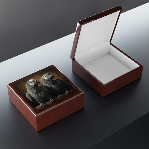 African Gray Parrots Gift and Jewelry Box for treasures, trinkets and mementos. Keep your little things organized.