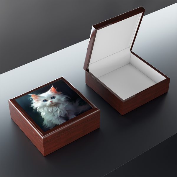 Turkish Angora Kitten Art Print Gift and Jewelry Box