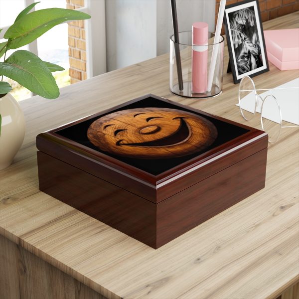 Carved Wood Smiley Stash Box