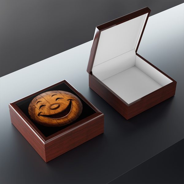 Carved Wood Smiley Stash Box