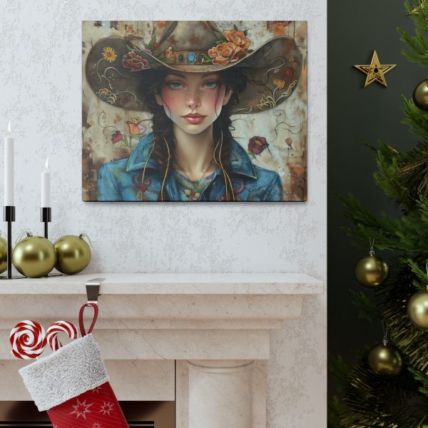 Lasso a Touch of Whimsy: “Folk Art Cowgirl” Canvas Art Print