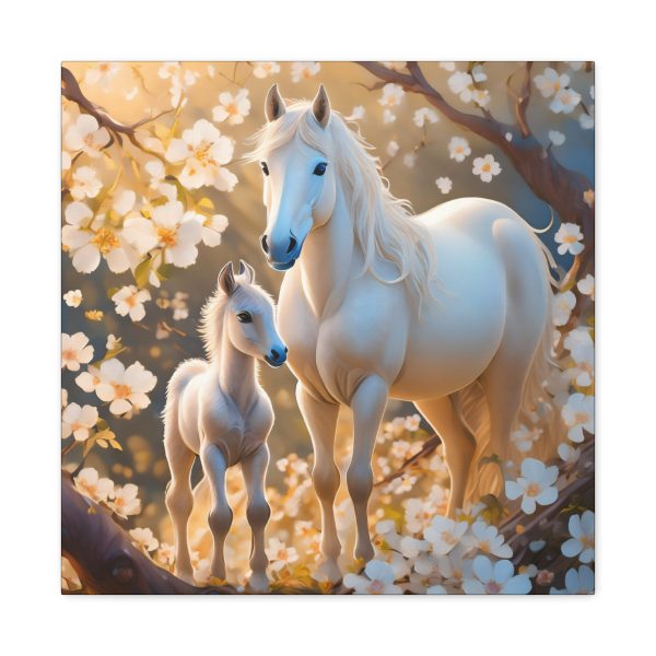 The Mare and Her Springtime Colt Canvas Art Print