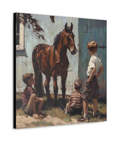 75773 21 400x480 - Admiring Mom's New Horse Canvas Art Print