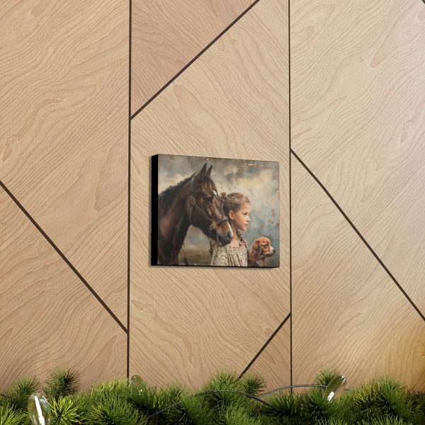 A Girl, Her Dog, and Her Horse Canvas Art Prints