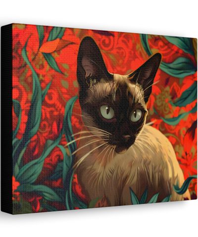 Art Nouveau Style Siamese Cat Canvas Art Print