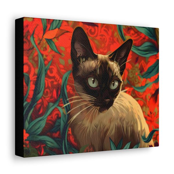 Art Nouveau Style Siamese Cat Canvas Art Print