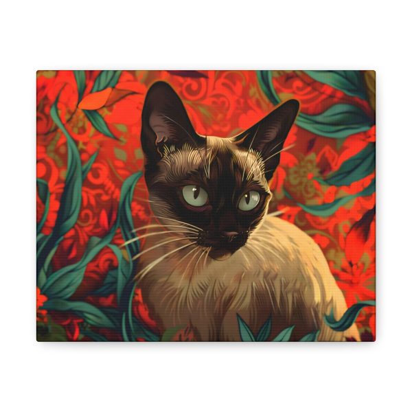 Art Nouveau Style Siamese Cat Canvas Art Print