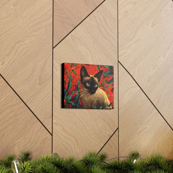 Art Nouveau Style Siamese Cat Canvas Art Print