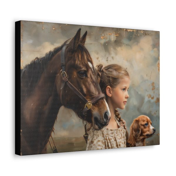 A Girl, Her Dog, and Her Horse Canvas Art Prints