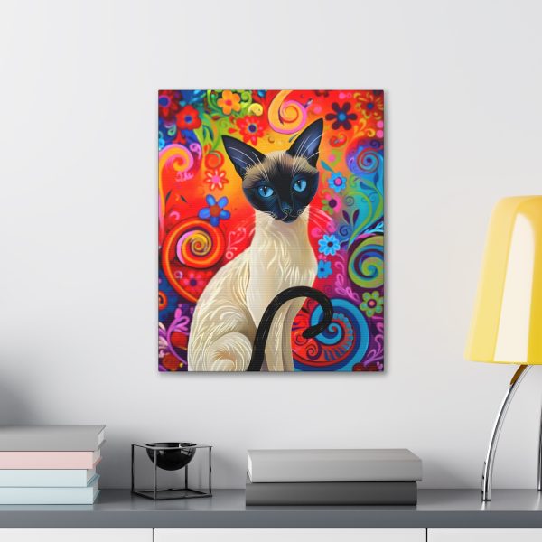 60’s Psychedelic Siamese Cat Canvas Art Print