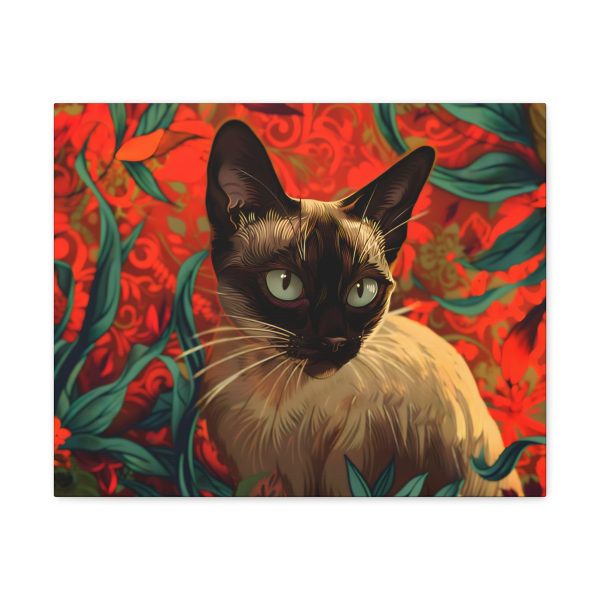 Art Nouveau Style Siamese Cat Canvas Art Print