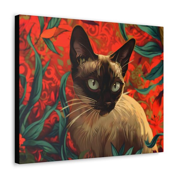 Art Nouveau Style Siamese Cat Canvas Art Print