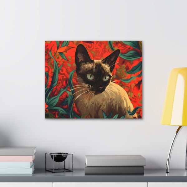 Art Nouveau Style Siamese Cat Canvas Art Print