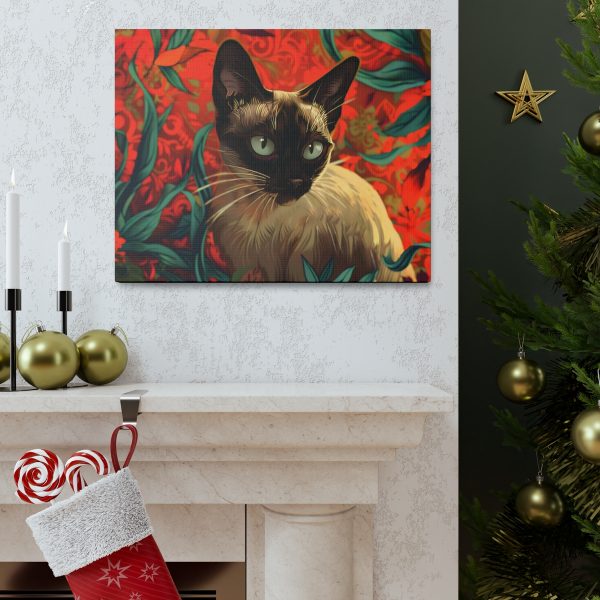 Art Nouveau Style Siamese Cat Canvas Art Print