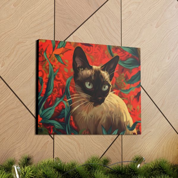 Art Nouveau Style Siamese Cat Canvas Art Print