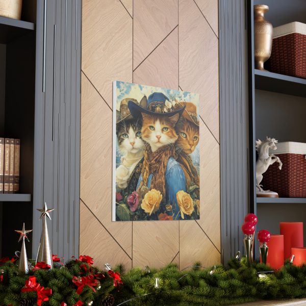 Three Amigos Cats – Cowboy & Cowgirl Canvas Wall Art Print – Southwestern & Western Home Decor – Coastal Aesthetic