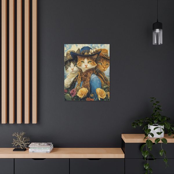 Three Amigos Cats – Cowboy & Cowgirl Canvas Wall Art Print – Southwestern & Western Home Decor – Coastal Aesthetic